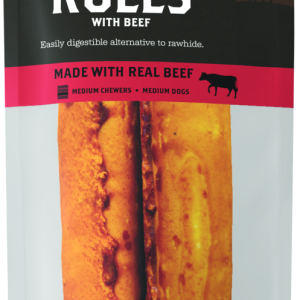 Wixom Ranch Natural Chews No Rawhide Rolls With Beef, Medium, 2 Count