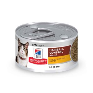Hill's Science Diet Adult Hairball Control Wet Cat Food, Savory Chicken Entrée, 2.9 Ounces