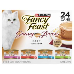 Purina Fancy Feast Gravy Lovers Variety Pack Feast Pate in Wet Cat Food Gravy - (24) 3 Ounce Cans