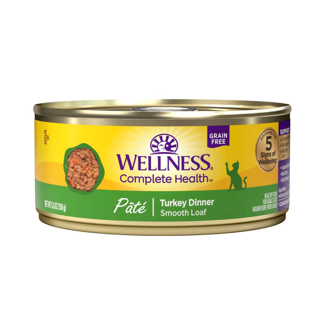 Wellness Complete Health Grain Free Canned Cat Food, Turkey Dinner Pate, 5.5 Ounces