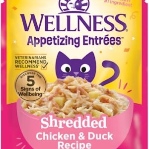 Wellness? Appetizing Entr??es? Shredded Chicken & Duck Recipe in Sauce Natural Wet Cat Food, 1.4 Ounc