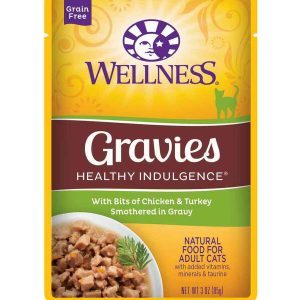 Wellness Healthy Indulgence Natural Wet Cat Food, Gravies Chicken & Turkey, 3 Ounces