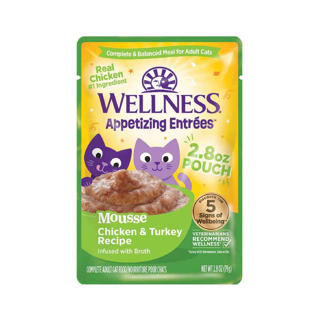 Wellness Appetizing Entr??es Mousse Adult Natural Grain-Free Wet Cat Food, Chicken & Turkey Recipe, 2