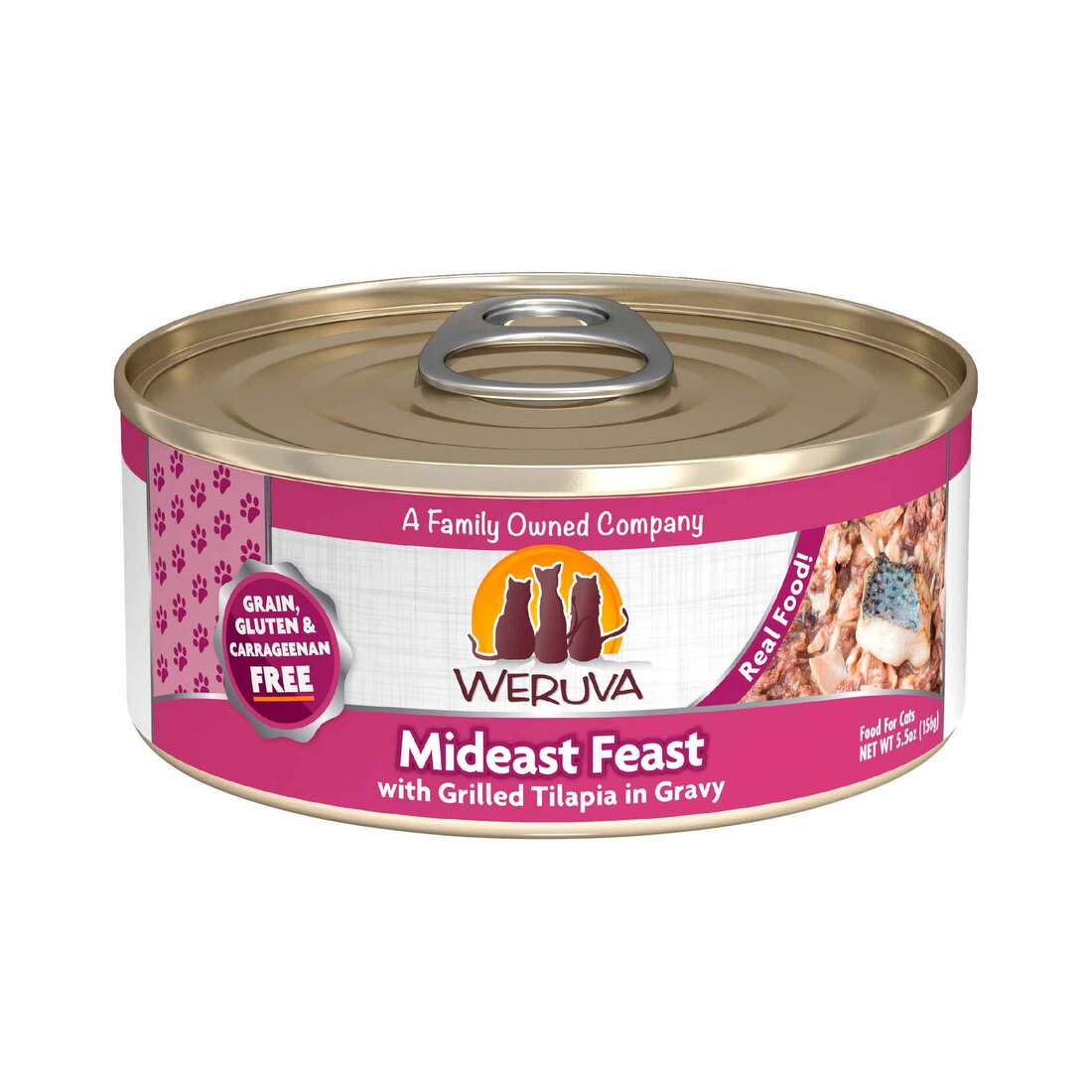 Weruva Classic Natural Wet Cat Food, Mideast Feast with Grilled Tilapia in Gravy, 5.5 Ounces