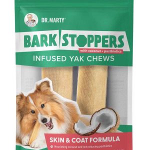 Dr. Marty Bark Stopper Skin & Coat Yak Dog Chew, Medium, 2 Pack