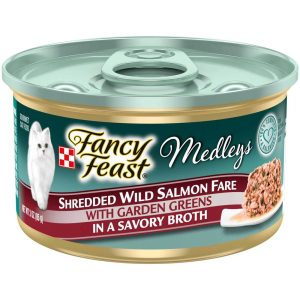 Purina Fancy Feast Medleys Wet Cat Food, Shredded Wild Salmon Fare With Spinach in a Savory Cat Food