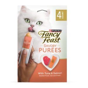 Purina Fancy Feast Squeezable Cat Treats Tube, Savory Puree Naturals With Natural Salmon & Tuna in D