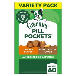 Greenies Pill Pockets Soft Dog Treats, Large, Variety Pack, (2) 7.9 Ounce Pouches