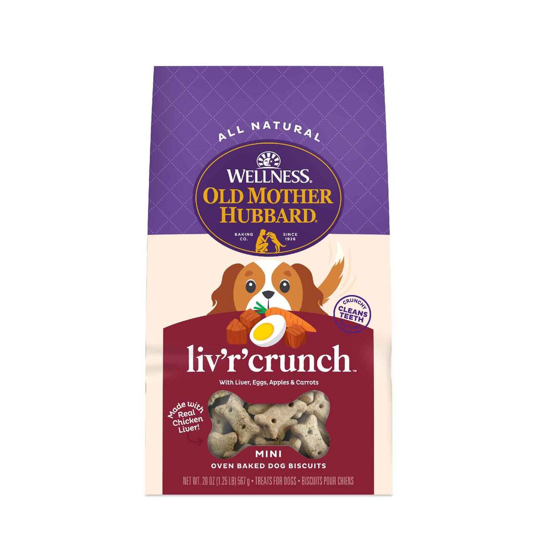 Old Mother Hubbard by Wellness Classic Liv'R'Crunch Natural Mini Oven-Baked Biscuits Dog Treats, 20