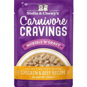 Stella & Chewy's Carnivore Cravings Morsels 'N' Gravy Wet Cat Food, Chicken & Beef, 2.8 Ounce Pouch