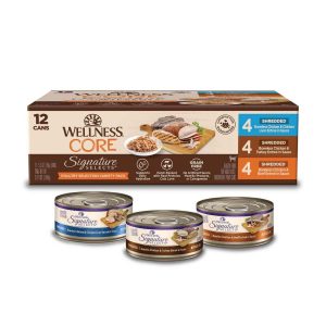 Wellness CORE Signature Selects Natural Grain Free Shredded Adult Wet Cat Food Variety Pack, 5.3 Oun