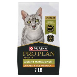 Purina Pro Plan Weight Management Chicken and Rice Adult Formula Dry Cat Food - 7 Pound Bag