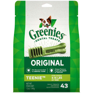 GREENIES Original TEENIE Natural Dental Care Dog Treats, 12 Ounce Pack (43 Treats)