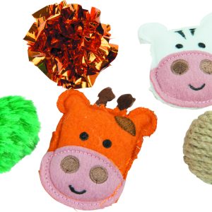 Play On Cat Toy Catnip Plush Jungle Friends, 5 Pack