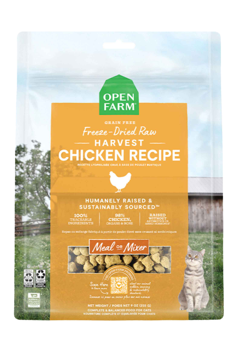 Open Farm Grain Free Freeze Dried Raw Harvest Chicken Recipe Freeze Dried Cat Food, 3.5 Ounces