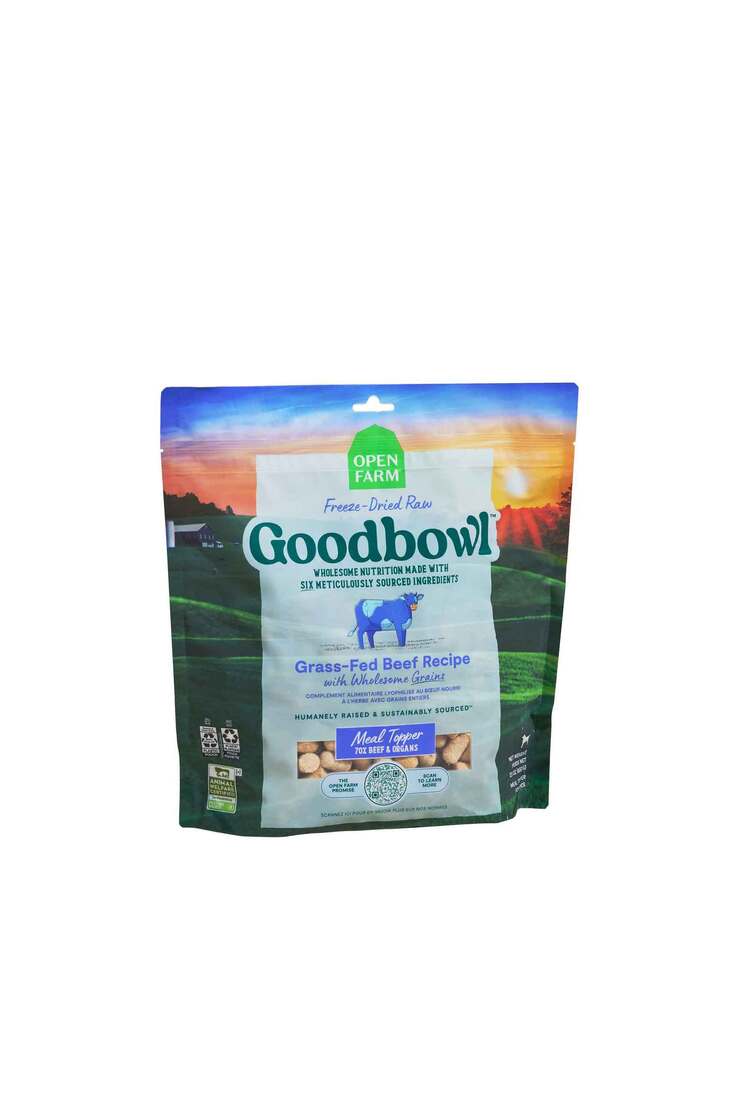Open Farm Goodbowl Freeze-Dried Raw Dog Food, Grass-Fed Beef Recipe With Wholesome Grains, 8 Ounces