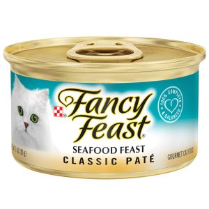 Purina Fancy Feast Classic Grain Free Pate Wet Cat Food, Seafood Feast - 3 Ounce Can