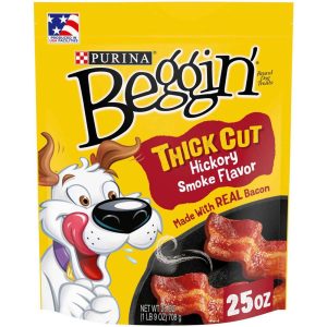 Purina Beggin' Strips With Real Meat Dog Treats, Thick Cut Hickory Smoke Flavor - 25 Ounce Pouch