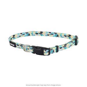 Li'l Pals® Adjustable Patterned Dog Collar, Teal Yellow Grey Stained Glass